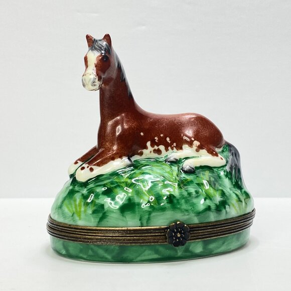 Limoges Horse Trinket Box – Peint Main France BRC No. 4 Vintage A726